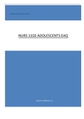  NURS 1102 ADOLESCENTS EAQ questions & answers