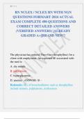 RN NCLEX / NCLEX RN WITH NGN  QUESTIONS FORMART 2024 ACTUAL  EXAM COMPLETE 490 QUESTIONS AND  CORRECT DETAILED ANSWERS  (VERIFIED ANSWERS) |ALREADY  GRADED A+||BRAND NEW!!