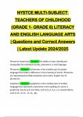 NYSTCE MULTI-SUBJECT: TEACHERS OF CHILDHOOD (GRADE 1- GRADE 6) LITERACY AND ENGLISH LANGUAGE ARTS | Questions and Correct Answers | Latest Update 2024/2025