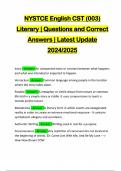 NYSTCE English CST (003) Literary | Questions and Correct Answers | Latest Update 2024/2025