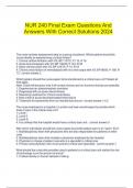  NUR 240 Final Exam Questions And Answers With Correct Solutions 2024