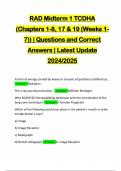 RAD Midterm 1 TCDHA (Chapters 1-8, 17 & 19 (Weeks 1- 7)) | Questions and Correct Answers | Latest Update 2024/2025