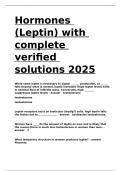 Hormones (Leptin) with complete verified solutions 2025.