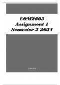 COM2603 Assignment 1 (COMPLETE ANSWERS) Semester 2 2024 All correct answered |100% TRUSTED Complete, trusted solutions and explanations | Latest updated complete detailed quality answers solution |study guide 2024 | (5) five star rating |A+ graded |  100%