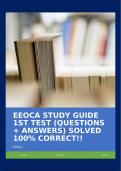 EEOCA STUDY GUIDE 1ST TEST (QUESTIONS + ANSWERS) SOLVED 100% CORRECT!!