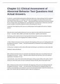 Chapter 3.1 Clinical Assessment of Abnormal Behavior Test Questions And Actual Answers.