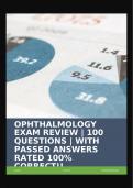 OPHTHALMOLOGY EXAM REVIEW | 100 QUESTIONS | WITH PASSED ANSWERS RATED 100% CORRECT!!