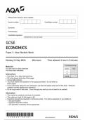 AQA GCSE ECONOMICS  8136/1 Paper 1 How Markets Work question paper june 2024