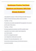 Bookkeeper Practice Test Exam Questions and Answers 100% Pass Already Graded A+