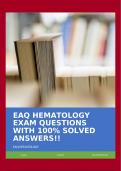 EAQ HEMATOLOGY EXAM QUESTIONS WITH 100% SOLVED ANSWERS!!