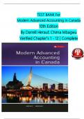 TEST BANK FOR Modern Advanced Accounting In Canada 9th Edition Hilton Murray, Herauf Darrell Latest Version With All Chapters Covered