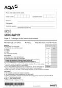 AQA GCSE GEOGRAPHY PAPER 2 JUNE 2024 QUESTION PAPER