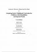 Instructor's Manual & Test Bank for Adapting Early Childhood Curricula for Children with Disabilities and Special Needs 10th Edition by Ruth Cook, M. Klein, Deborah Chen, All Chapters | Complete Guide A+