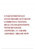 UTAH ESTHETICIAN STATE BOARD ACCURATE CURRENTLY TESTING REAL EXAM QUESTIONS WITH DETAILED ANSWERS | A+ GRADE ASSURED // BRAND NEW