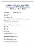 Scuba Certification Exam | 100+ Questions and Verified Answers Rated A+ | 2024 Guide