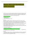 Neuro NCLEX Questions with answers(CURRENT REVISED EXAM QUESTIONS ANSWERS 100%)