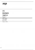 aqa AS PHYSICS (7407/2)Paper 2 OFFICIAL Mark Scheme June 2024 