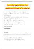 Honors Biology Unit 2 Test Exam Questions and Answers 100% Solved