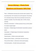 Honors Biology – Plants Exam Questions and Answers 100% Pass