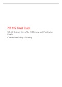 NR 602 Final Exam (Version 2) -FINAL EXAM STUDY GUIDE, NR 602 -Primary Care of the Childbearing and Childrearing Family