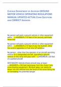 CHICAGO DEPARTMENT OF AVIATION GROUND MOTOR VEHICLE OPERATING REGULATIONS MANUAL UPDATED ACTUAL EXAM QUESTIONS AND CORRECT ANSWERS      No person will park a ground vehicle or other equipment within - <<ANSWER>>10 feet of the security perimete