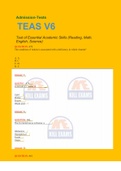 Admission-Tests TEAS V6  Test of Essential Academic Skills (Reading, Math, English, Science) 