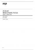 aqa A-level MEDIA STUDIES Paper 1 Media One (7572/1) Mark Scheme June 2024 