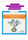 SOLUTION MANUAL - Leach/Melicher, Entrepreneurial Finance 7th Edition, All Chapters 1 - 16, Complete Latest Version With CAPSTONE CASES