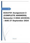 ECS3701 Assignment 2 (COMPLETE ANSWERS) Semester 2 2024 (833935) - DUE 27 September 2024