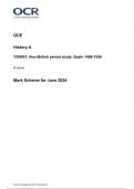 OCR GCE  History A Y206/01: Non-British period study: Spain 1469-1556 A Level Mark Scheme for June 2024