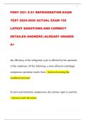 FDNY Z51/ Z-51 REFRIGERATION EXAM  1  TEST 2024-2026 ACTUAL EXAM 150  LATEST QUESTIONS AND CORRECT  DETAILED ANSWERS |ALREADY GRADED  A+