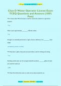 Class D Water Operator License Exam  TCEQ Questions and Answers (100%  Pass)