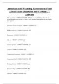 American and Wyoming Government Final Actual Exam Questions and CORRECT  Answers