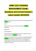 ARMY OCS TRAINING MANAGEMENT EXAM | Questions and Correct Answers | Latest Update 2024/2025