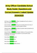 Army Officer Candidate School Study Guide | Questions and Correct Answers | Latest Update 2024/2025