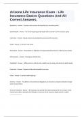 Arizona Life Insurance Exam - Life Insurance Basics Questions And All Correct Answers.