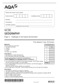 AQA GCSE GEOGRAPHY Paper 2 Challages in Human Environment 8035/2 QP June 2021