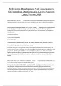 Federalism: Development And Consequences Of Federalism Questions And Correct Answers Latest Version 2024