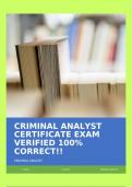 CRIMINAL ANALYST CERTIFICATE EXAM VERIFIED 100% CORRECT!!