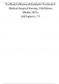 Test Bank for Brunner & Suddarth's Textbook of Medical-Surgical Nursing, 15th Edition by Hinkle, ISBN: 9781975161033 , All 68 Chapters Covered, Verified Latest Edition