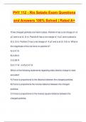 PHY 112 - Rio Salado Exam Questions and Answers 100% Solved | Rated A+