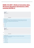 NURS 316 UNIT 1 Medical Calculation Quiz, All Correct Questions And Answers (100% satisfied) RATED A+