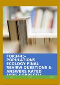 FOR3445-POPULATIONS ECOLOGY FINAL REVIEW ( IMPORTANT DEFINITIONS AND CONCEPTS) QUESTIONS & ANSWERS RATED 100% CORRECT!!