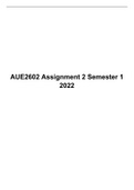 AUE 2602 Assignment 2 Semester 1, 2022