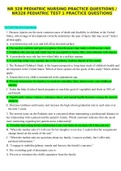 NR 328 PEDIATRIC NURSING PRACTICE QUESTIONS  / NR328 PEDIATRIC TEST 1 PRACTICE QUESTIONS: CHAMBERLAIN COLLEGE OF NURSING - LATEST, A COMPLETE DOCUMENT FOR EXAM