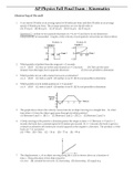 AP Physics Fall Final Exam – Kinematics |Answer key at the end