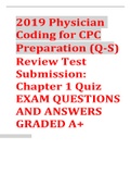 2019 Physician Coding for CPC Preparation (Q-S) Review Test Submission: Chapter 1 Quiz