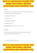 NUR 615 ADVANCED PHARM TEST BANK FOR EXAM 2 REVIEW QUESTIONS AND ANSWERS 2022