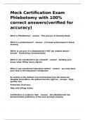 Mock Certification Exam Phlebotomy with 100- correct answers(verified for accuracy).