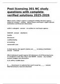 Post licensing 301 NC study questions with complete verified solutions 2025-2026